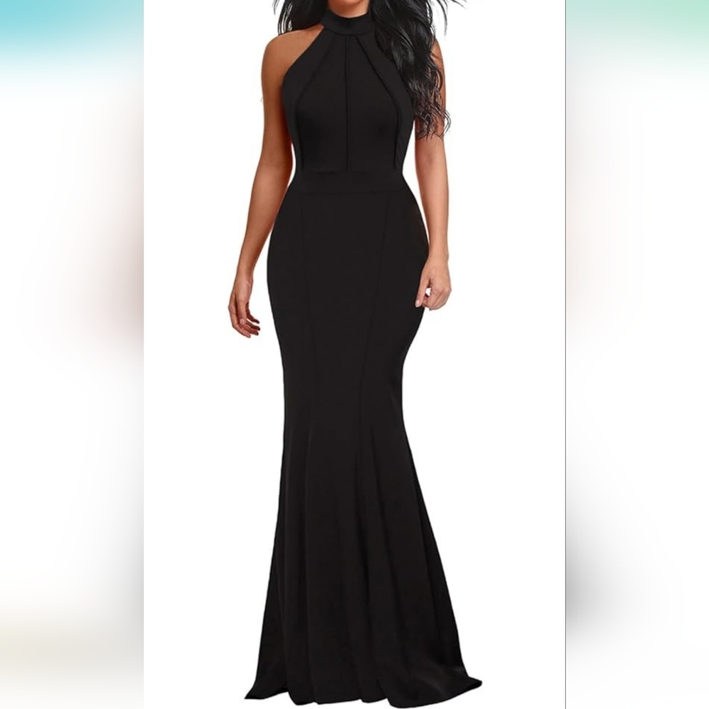 Berydress Women's Elegant Chic Halter Neck Sleeveless Solid Stretchy Wedding Gue